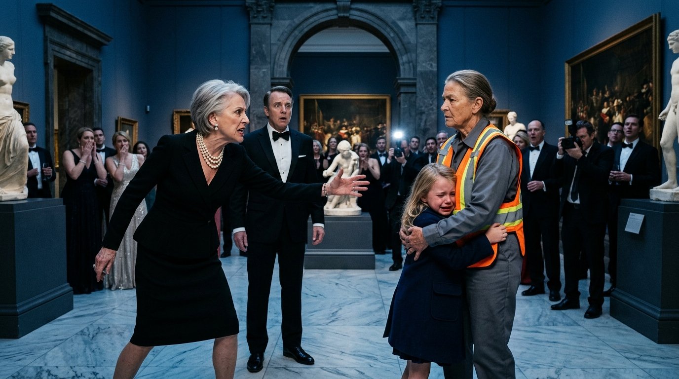 Museum Gala Fell Silent When My Daughter Hugged the Janitor and Called Him 'Grandma'—Then Her Cry Exposed My In-Laws' Most Twisted Deception