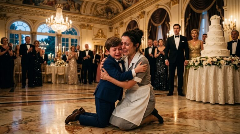 Gilded Gala Fell Silent When My Son Ripped Away to Hug the Housekeeper—Then His Terrified Question Blew My Husband’s Million-Dollar Lie Wide Open